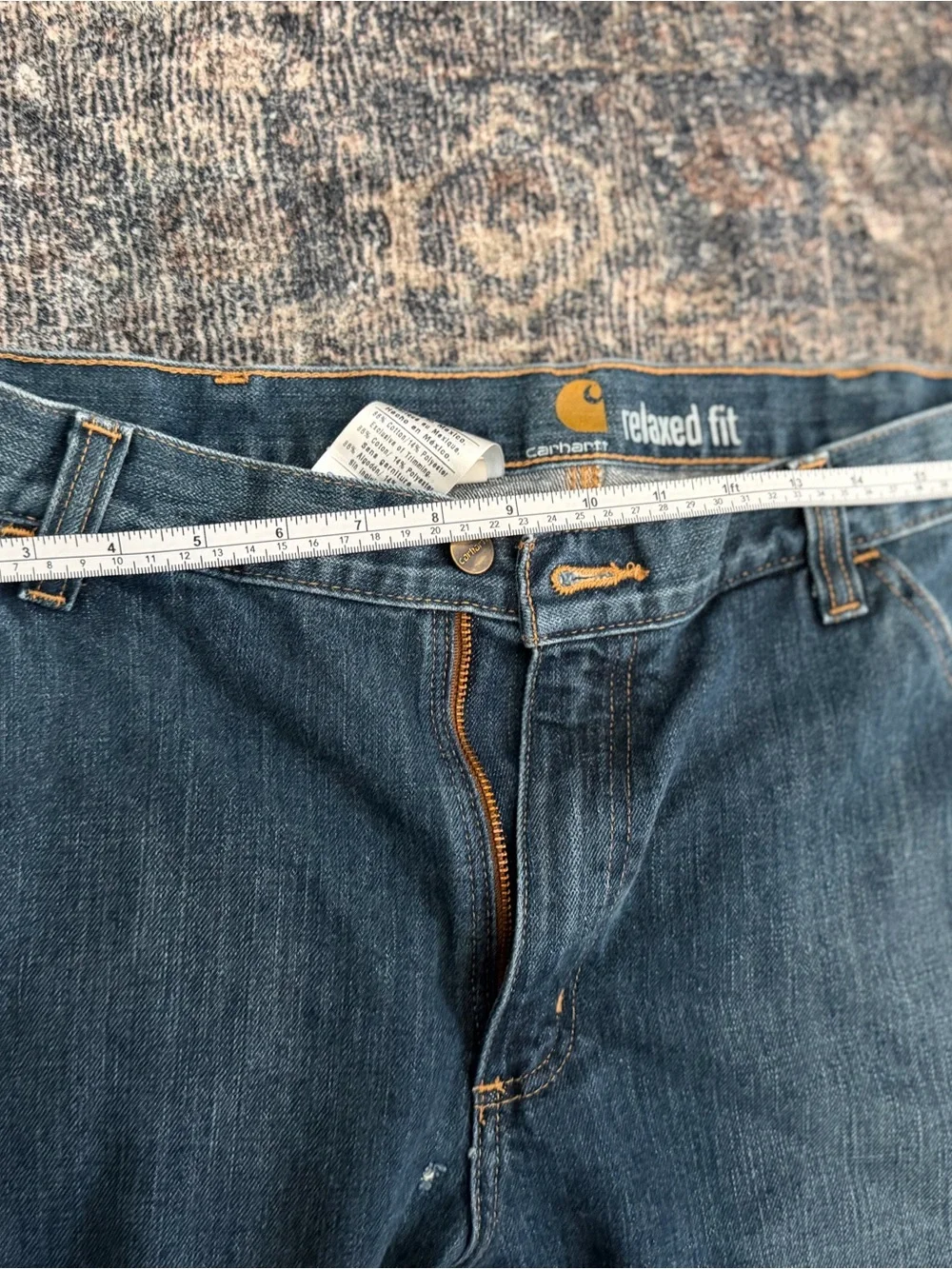 Carhartt Men's Relaxed Fit Cargo Jeans in Blue Denim